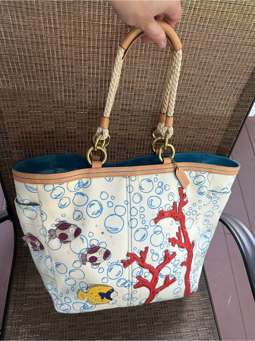 Coach Limited Edition Resort Bubble Fish Coral Tote - Picture 2 of 16